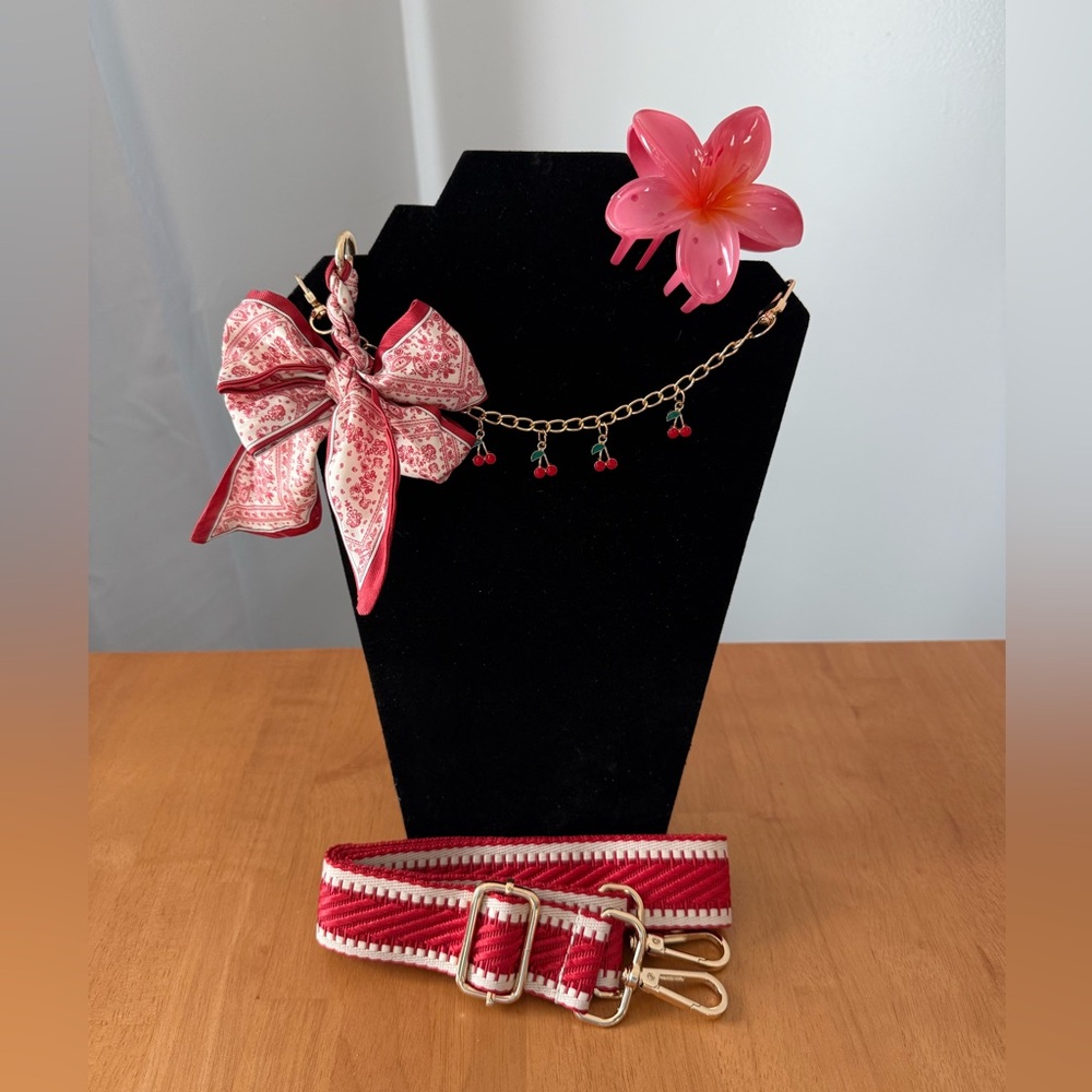 Bag Accessories Kit - Bag charms, crossbody strap, flower clip